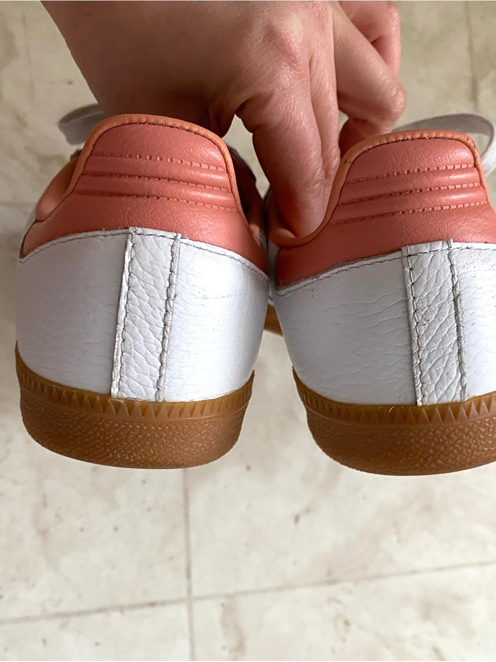 $100 Adidas Samba OG Wonder Clay White & Peach Leather Suede Low Top Sneakers 7 - Picture 11 of 13